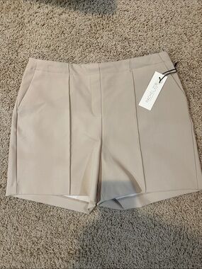 Rachel Zoe Light Beige High-Waist Tailored Shorts